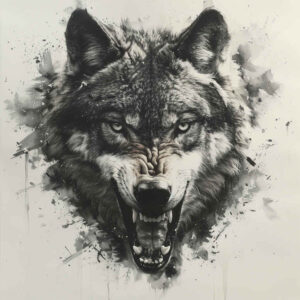 wolf-tattoo – tattoo design ideas free ai generated – neotraditional-dynamic-color – for-abdomen – Gallery: wolves-inkby-ai