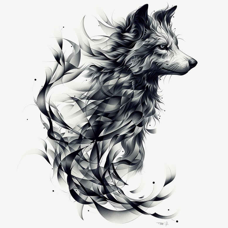 wolf-tattoo – tattoo design ideas free ai generated – neotraditional-sharp-contrast – for-back – Gallery: wolves-inkby-ai