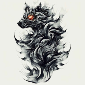wolf-tattoo – tattoo design ideas free ai generated – surrealism-fantasy-inspired – for-lower-arm – Gallery: wolves-inkby-ai