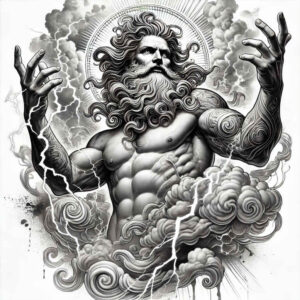 detailed-zeus-tattoo – tattoo design ideas free ai generated – neotraditional-clean-contrast – for-foot – Gallery: zeus-inkby-ai