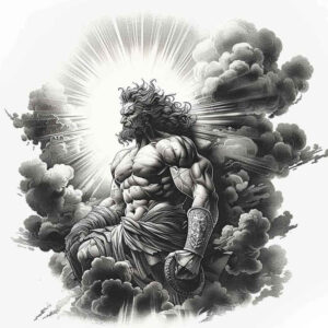 divinity-symbol-tattoo – tattoo design ideas free ai generated – realism-emotional-depth – for-upper-chest – Gallery: zeus-inkby-ai