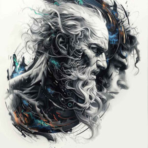 line-zeus-tattoo – tattoo design ideas free ai generated – surrealism-fluid-forms – for-sternum – Gallery: zeus-inkby-ai