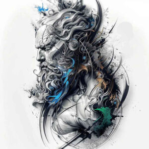 might-and-power-tattoo – tattoo design ideas free ai generated – neotraditional-sharp-edges – for-stomach – Gallery: zeus-inkby-ai