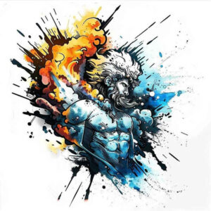 ornamental-zeus-tattoo – tattoo design ideas free ai generated – surrealism-mysterious – for-upper-thigh – Gallery: zeus-inkby-ai