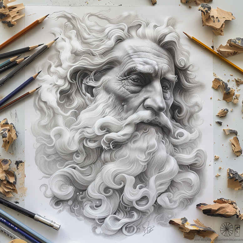 shaded-zeus-tattoo – tattoo design ideas free ai generated – surrealism-symbolic – for-nape – Gallery: zeus-inkby-ai