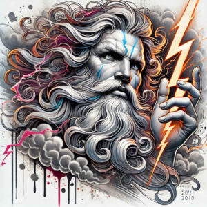 zeus tattoo design ideas textural detail cloud throne for scapula