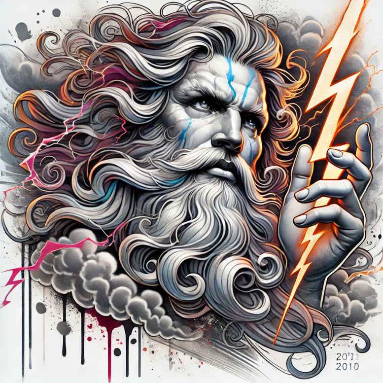 zeus tattoo design ideas textural detail cloud throne for scapula