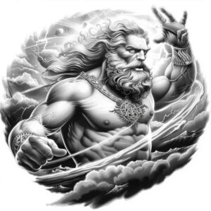 zeus tattoo design ideas contrasting colors cosmic rule represents courage