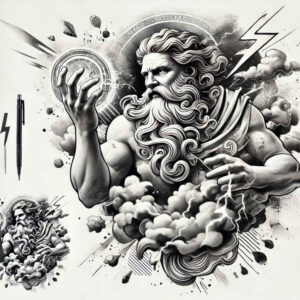 zeus tattoo design ideas Surrealism psychological depth divine lightning for heel