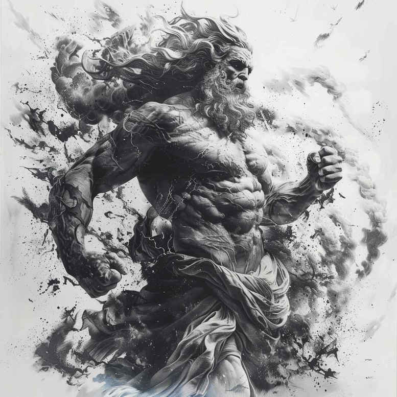 zeus tattoo design ideas Realism reflection effect father of gods for forearm