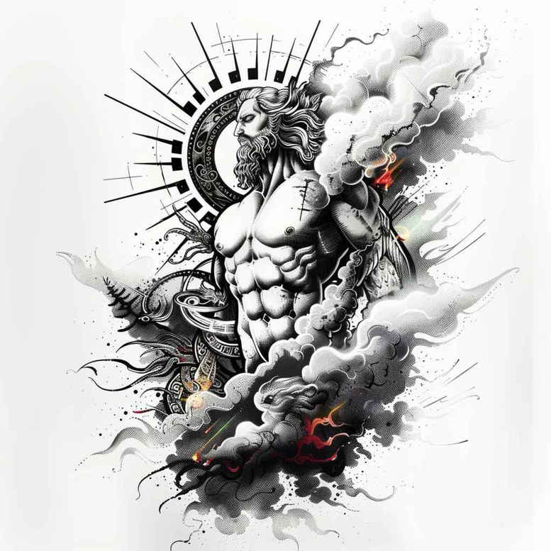 zeus tattoo design ideas ethereal textures heavenly might courage and power