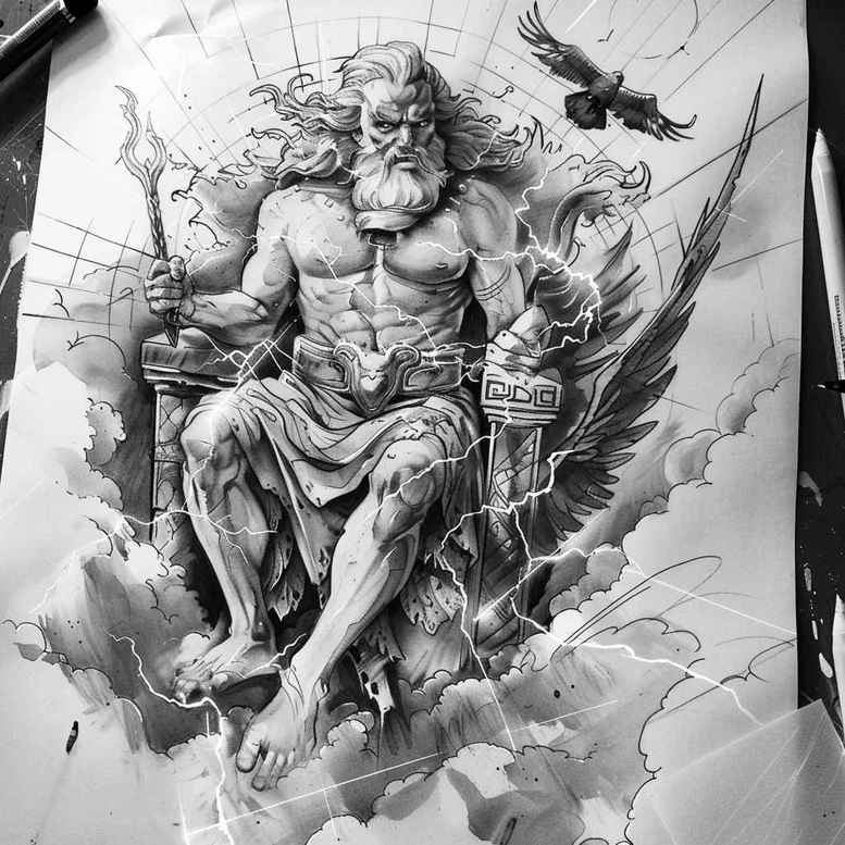 zeus tattoo design ideas layered inks heavenly rule for triceps