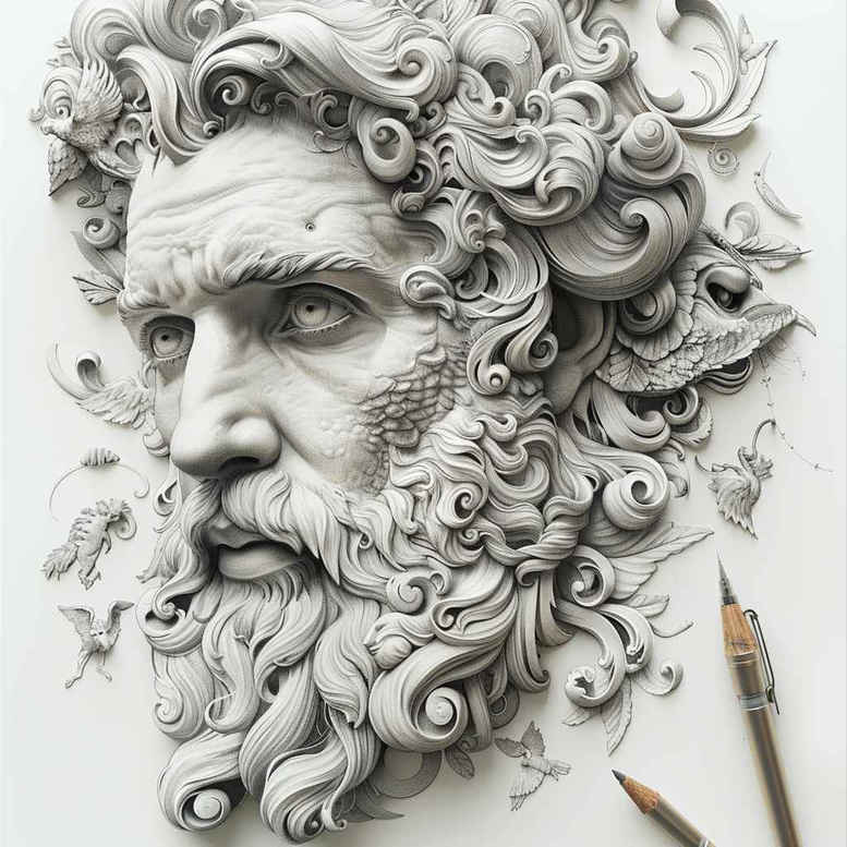 zeus tattoo design ideas Surrealism ethereal high throne for palm