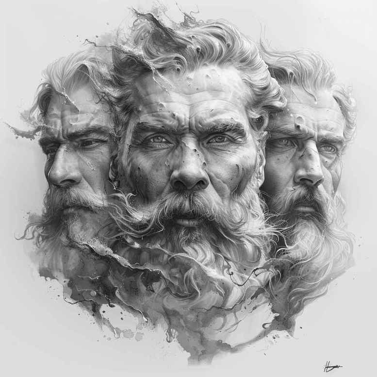 zeus tattoo design ideas Realism realistic wrinkles justice flame for biceps
