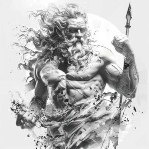 zeus tattoo design ideas watercolor-style lightning bolt for nape