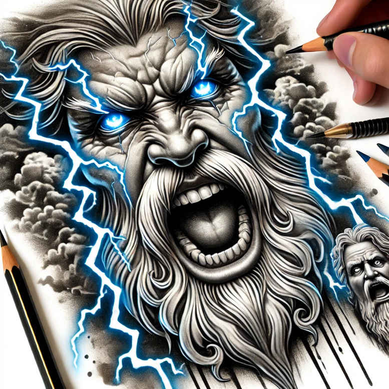 zeus tattoo design ideas bold highlights mythic justice for back