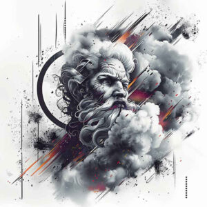 zeus tattoo design ideas Realism natural contours mythic storm for stomach