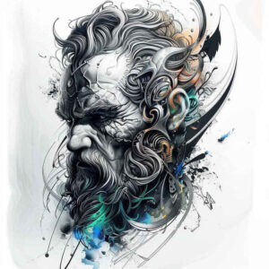 zeus tattoo design ideas Surrealism fantasy-inspired Olympian power for side torso