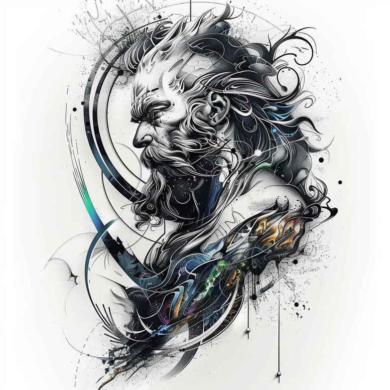 zeus tattoo design ideas monochrome sacred authority embodying endurance