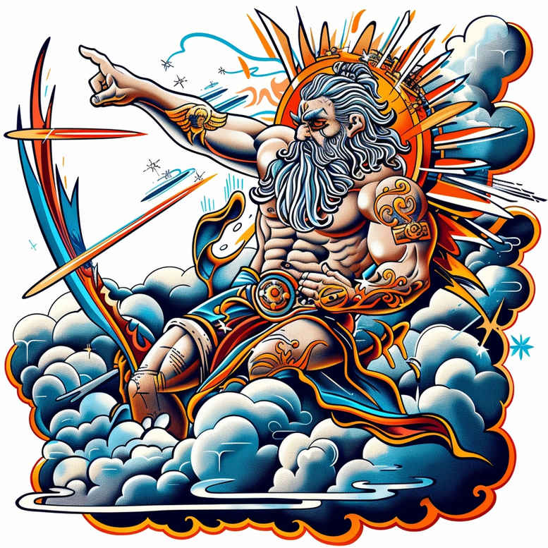 zeus tattoo design ideas classic shading storm force determination and power