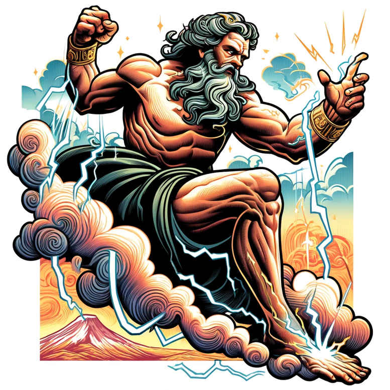 zeus tattoo design ideas rich shading thunder roar for triceps