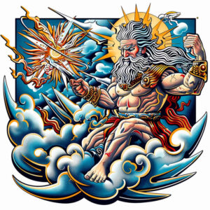 zeus tattoo design ideas detailed linework thunderstrike for nape