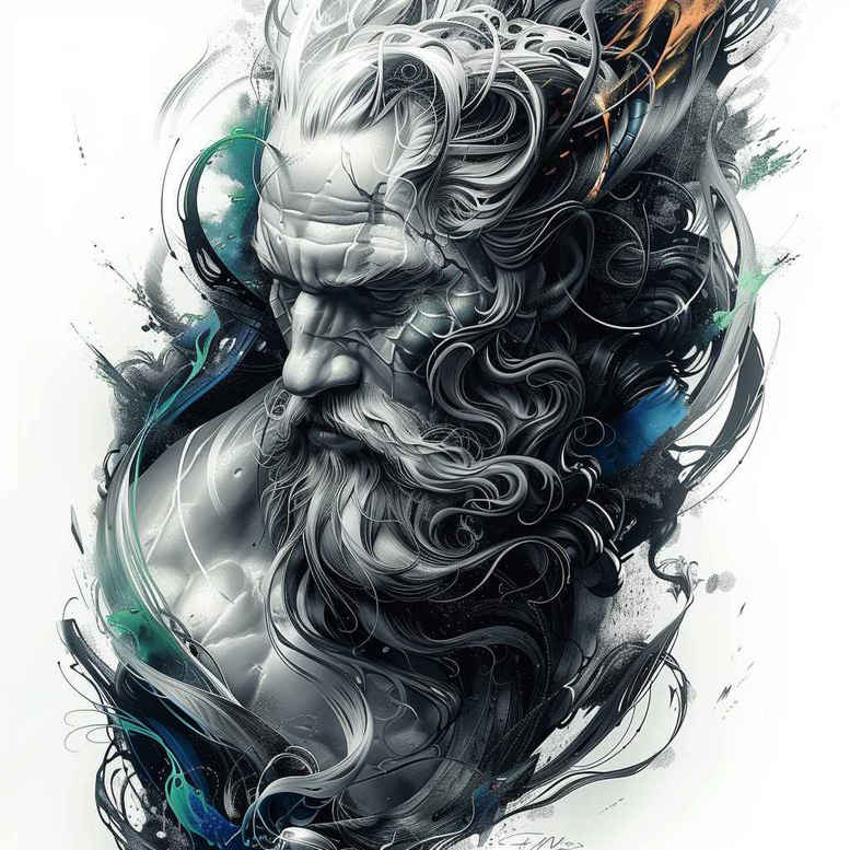 zeus tattoo design ideas bold highlights thunderstrike for upper shoulder