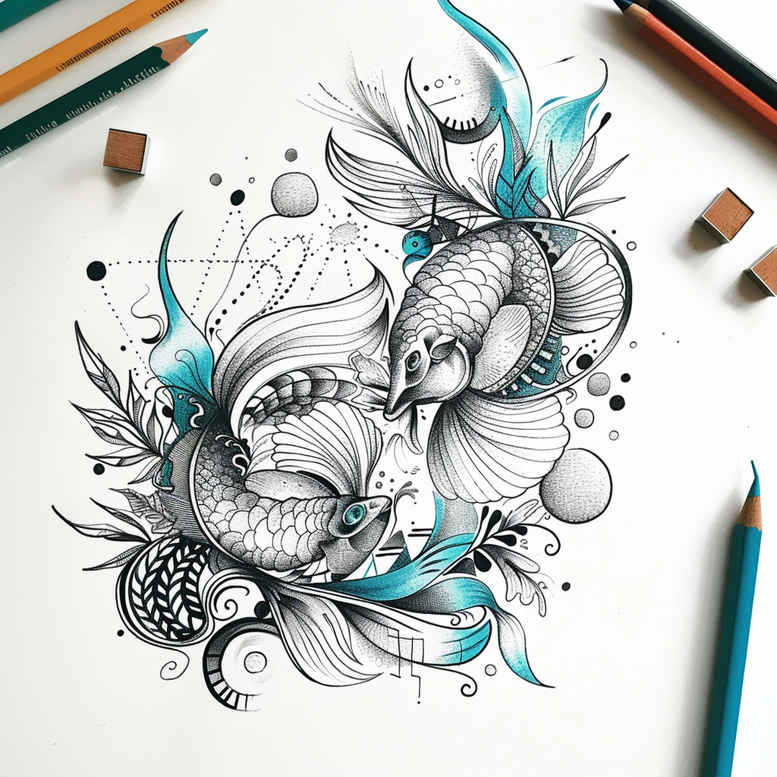 zodiac-sign-repetitive-shapes-for-foot – tattoo design ideas free ai generated – Gallery: zodiac-signs-inkby-ai