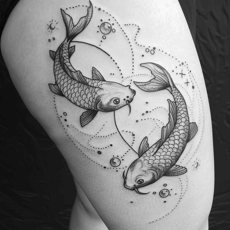 zodiac-signs tattoo design ideas single dot celestial map for back shoulder