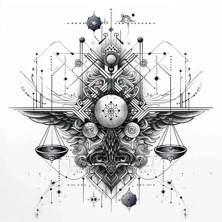 zodiac-signs tattoo design ideas pure outline cosmic pattern symbolising courage