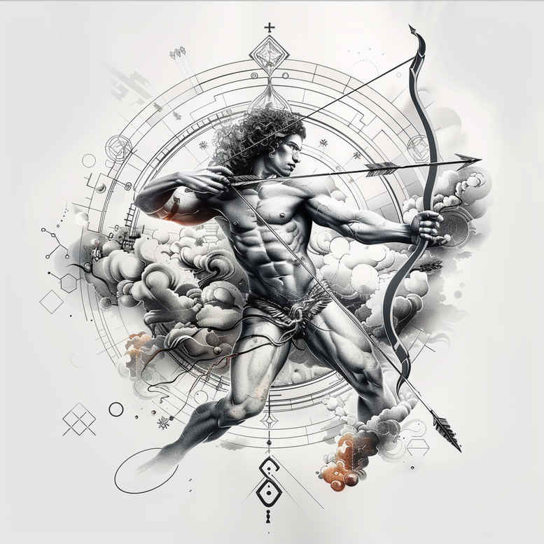 zodiac-signs tattoo design ideas abstract planetary path symbolising resilience