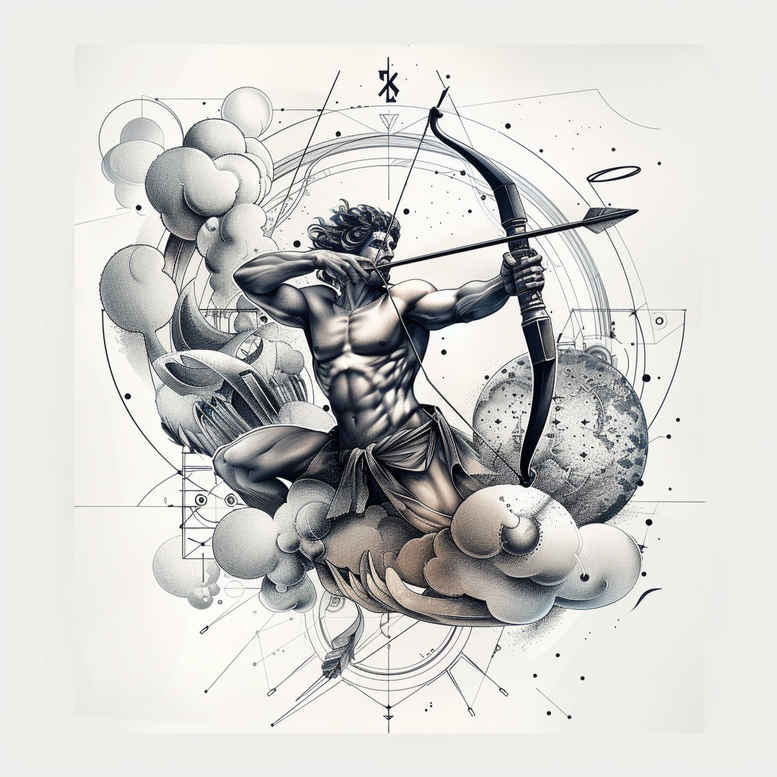 zodiac-signs tattoo design ideas fine dot sign glyph for sternum