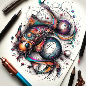 balance-symbol-meditative-art-for-behind-ear – tattoo design ideas free ai generated – Gallery: zodiac-signs-inkby-ai