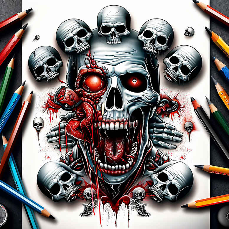 shaded-zombie-tattoo-bizarre-for-lower-back – tattoo design ideas free ai generated – Gallery: zombies-inkby-ai