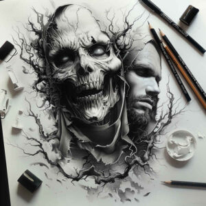 supernatural-motif-tattoo-for-men-faded-for-shoulder – tattoo design ideas free ai generated – Gallery: zombies-inkby-ai
