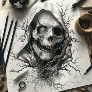 death-and-life-tattoo-faded-memory-for-scapula – tattoo design ideas free ai generated – Gallery: zombies-inkby-ai