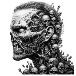 ornamental-zombie-tattoo-ancient-curse-for-upper-chest – tattoo design ideas free ai generated – Gallery: zombies-inkby-ai