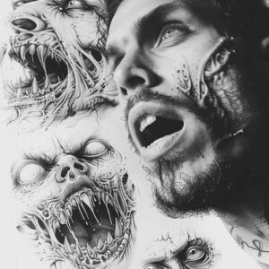 zombies tattoo design ideas Surrealism altered reality infected form represents courage