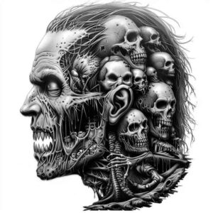 zombies tattoo design ideas Surrealism ghostly shapes infected movement endurance and power