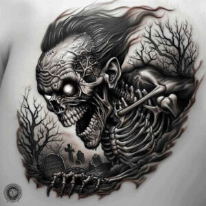 zombies tattoo design ideas Realism hyper-realistic monstrous decay meaning perseverance