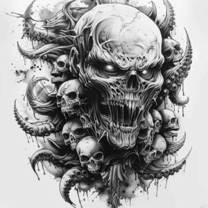shaded-zombie-tattoo-distorted-for-upper-chest – tattoo design ideas free ai generated – Gallery: zombies-inkby-ai
