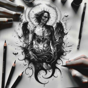 angel – tattoo design ideas free ai generated – realism-photo-realistic – for-arm – Gallery: angel-inkby-ai