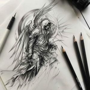 angel – tattoo design ideas free ai generated – realism-photo-realistic – for-arm – Gallery: angel-inkby-ai
