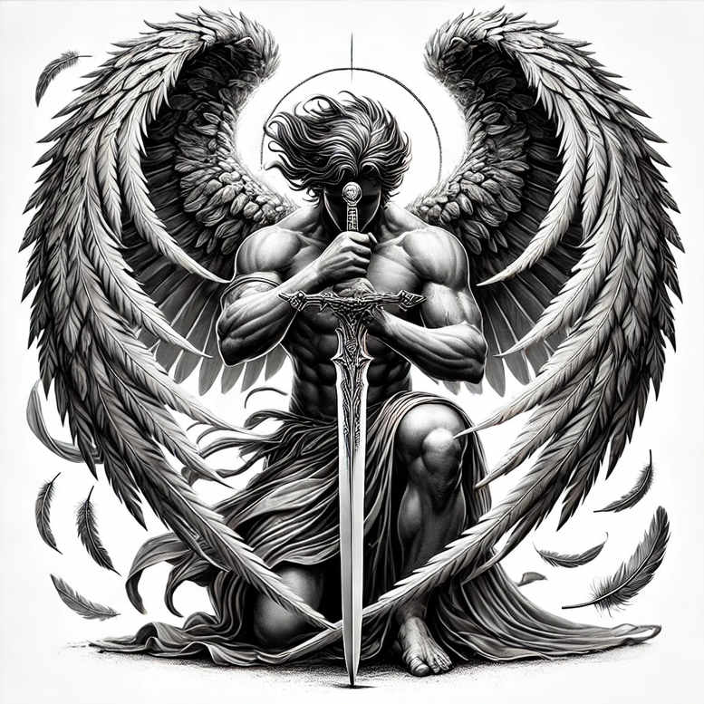 angel – tattoo design ideas free ai generated – realism-photo-realistic – for-arm – Gallery: angel-inkby-ai