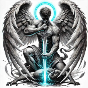 protective-angel – tattoo design ideas free ai generated – neotraditional-bold-outline – for-ribs – Gallery: angel-inkby-ai
