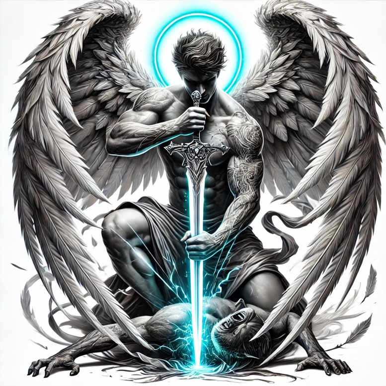 protective-angel – tattoo design ideas free ai generated – neotraditional-bold-outline – for-ribs – Gallery: angel-inkby-ai