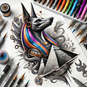 anubis tattoo design ideas refined color palette death for temple