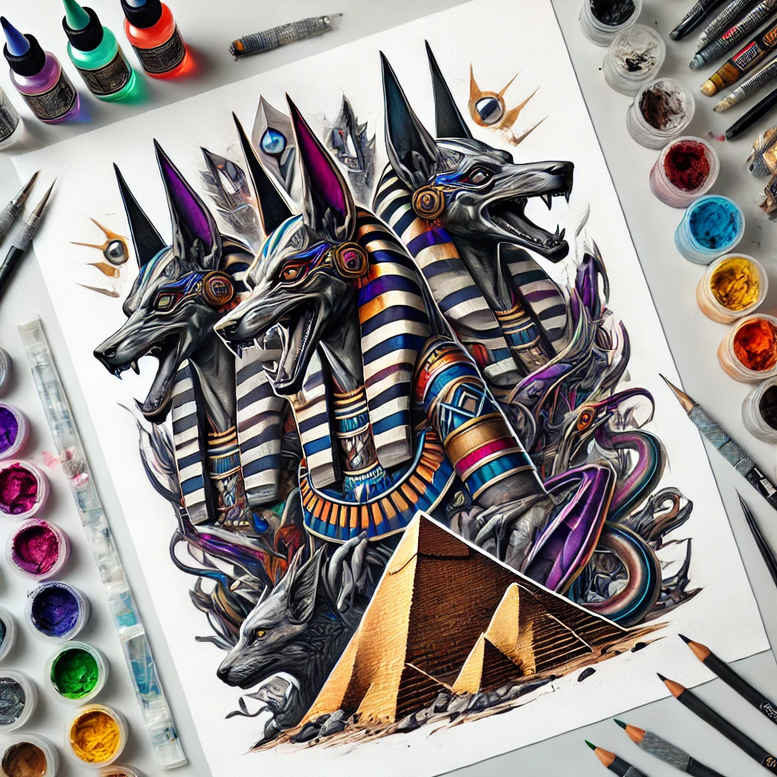 anubis tattoo design ideas Realism blended gradients guardian of tombs for inner arm