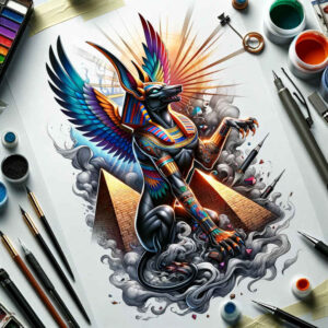anubis tattoo design ideas Surrealism psychic energy guardian of tombs for shin