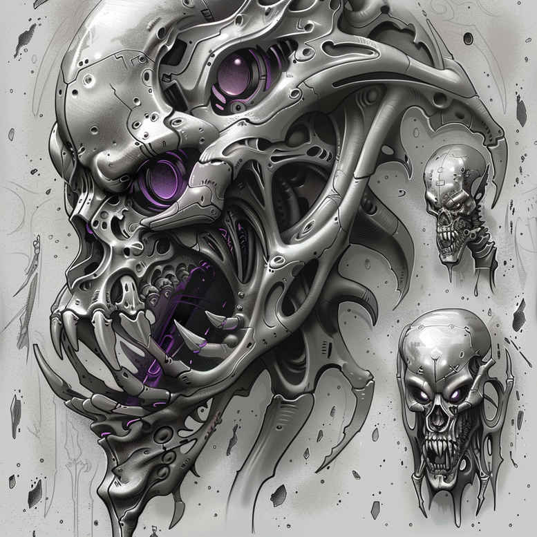 biomechanics tattoo design ideas Realism refined lines energy flow symbol of strength